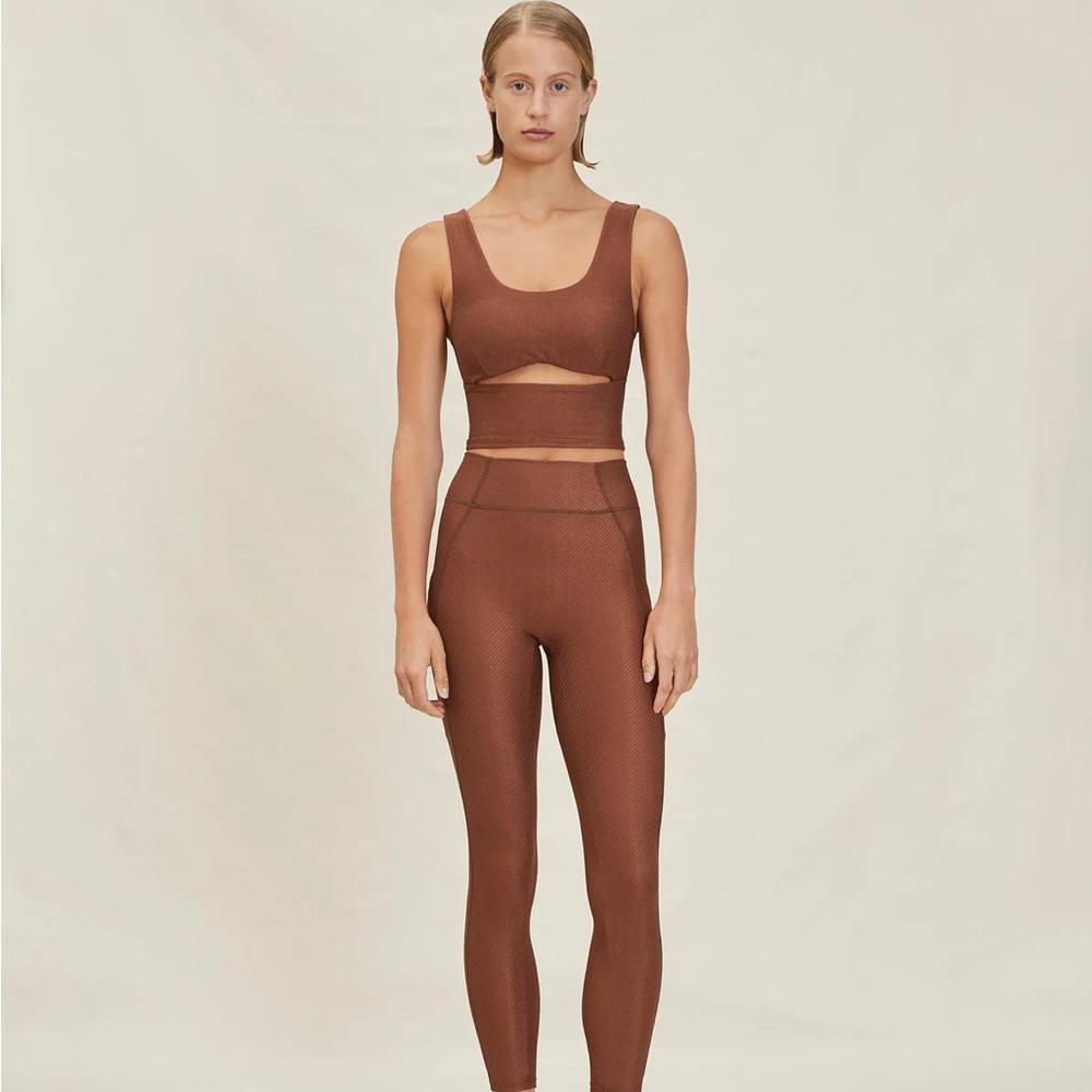 Devon Windsor Brown Matching Workout Set Leggings and Sports Bra